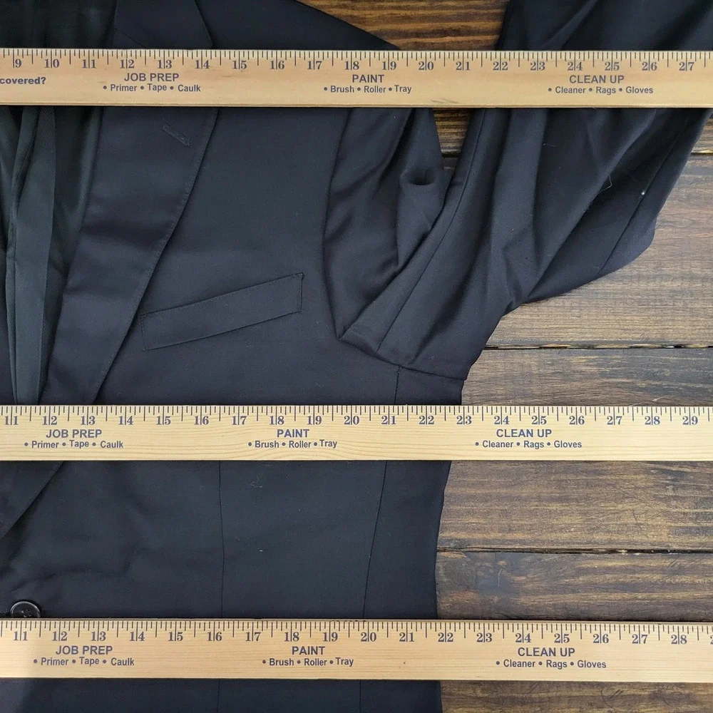 Hart Schaffner Marx Men's Sport Coat Blazer Two Button‎ Black Twill Wool 44L